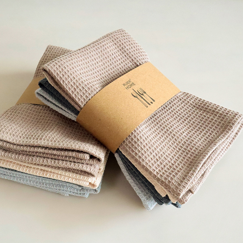 Pure cotton plain waffle dish towel pineapple scouring pad kitchen rag cross-border can be labeled