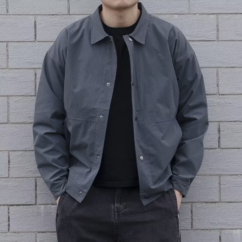 2023 autumn new men's jacket trendy Korean style youth slim fit handsome casual solid color lapel top