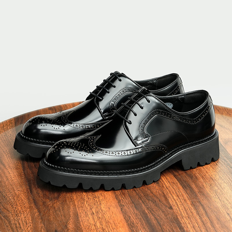 [vip for] patent leather bright leather shoes men's increased thick-soled formal wear business leather British carved brogue