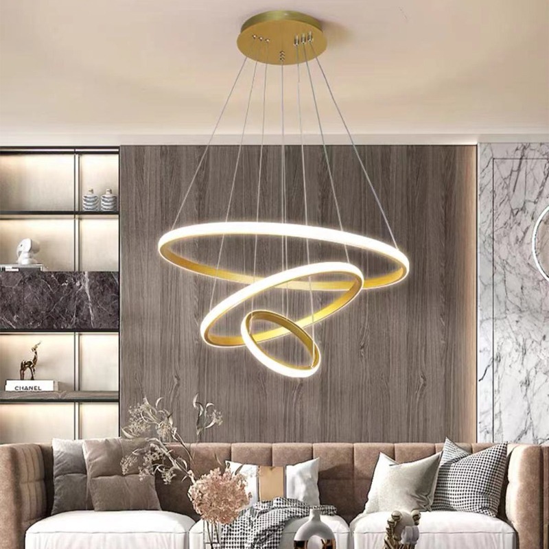 Dining room chandelier bar counter Nordic modern minimalist chandelier three-ring study master bedroom dining room lamps cross-border