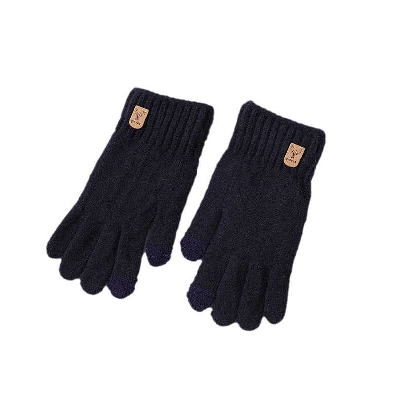 Autumn and winter men and women's wool warm Korean version simple half-finger gloves student versatile touch screen knitted five-finger wholesale