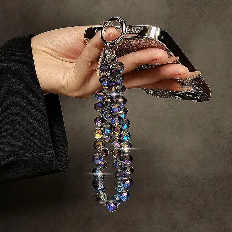 Luxurious and High-end Crystal Beads Satchel Chain Wrist Short Lanyard with Clip Mobile Phone Case Key Chain Bag Pendant