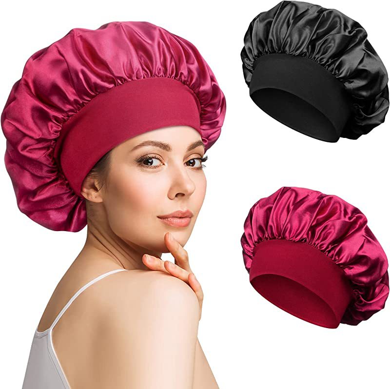 Cross-border new wide-brimmed high elastic satin headband nightcap ladies chemotherapy cap solid color hair care hat factory direct sales