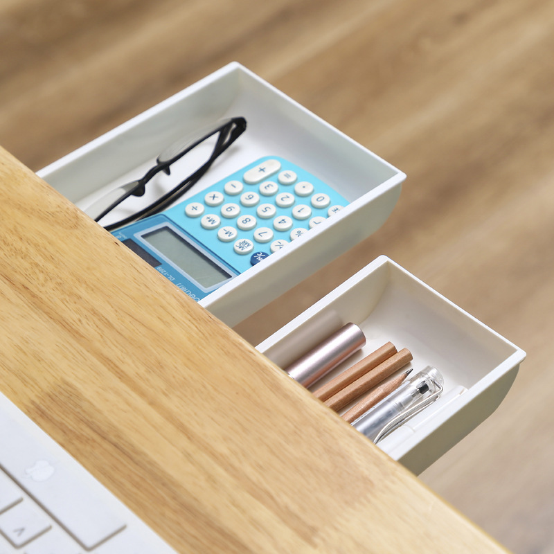 Hidden wall-mounted drawer storage box household punch-free makeup brush organizing box office stationery storage box
