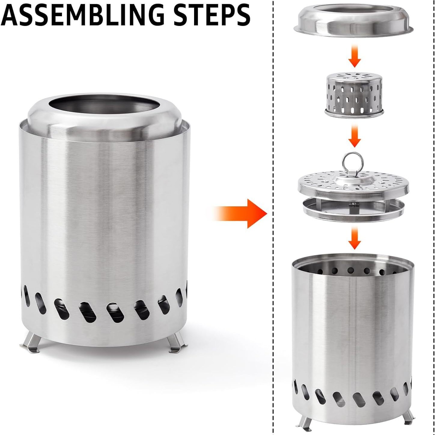 Cross-border Original Stainless Steel Outdoor Wood Stove Indoor Courtyard Portable Stove Desktop Stove Desktop Smokeless Stove