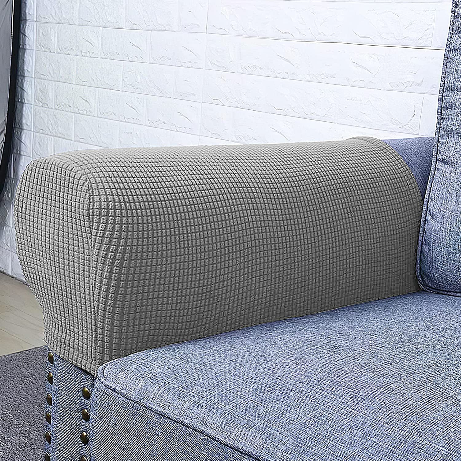 Nordic Stretch Sofa Handheld Gloves Handheld Towel Fleece Solid Color Thickened Non-Slip Full-Cover Protective Cover Pair