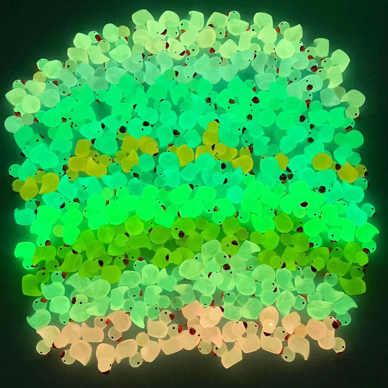 10 色暗闇で光るミニ黄色のアヒルの車の装飾品クリエイティブ手作り素材かわいいアヒルの子の装飾|undefined