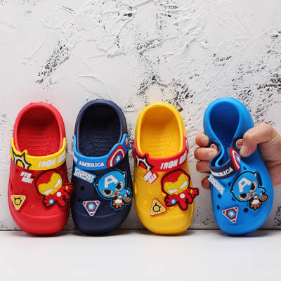 Disney Baotou Anti-collision Iron Man Children's Slippers Summer Indoor Non-slip Cartoon Children's Baby Beach Hole Shoes