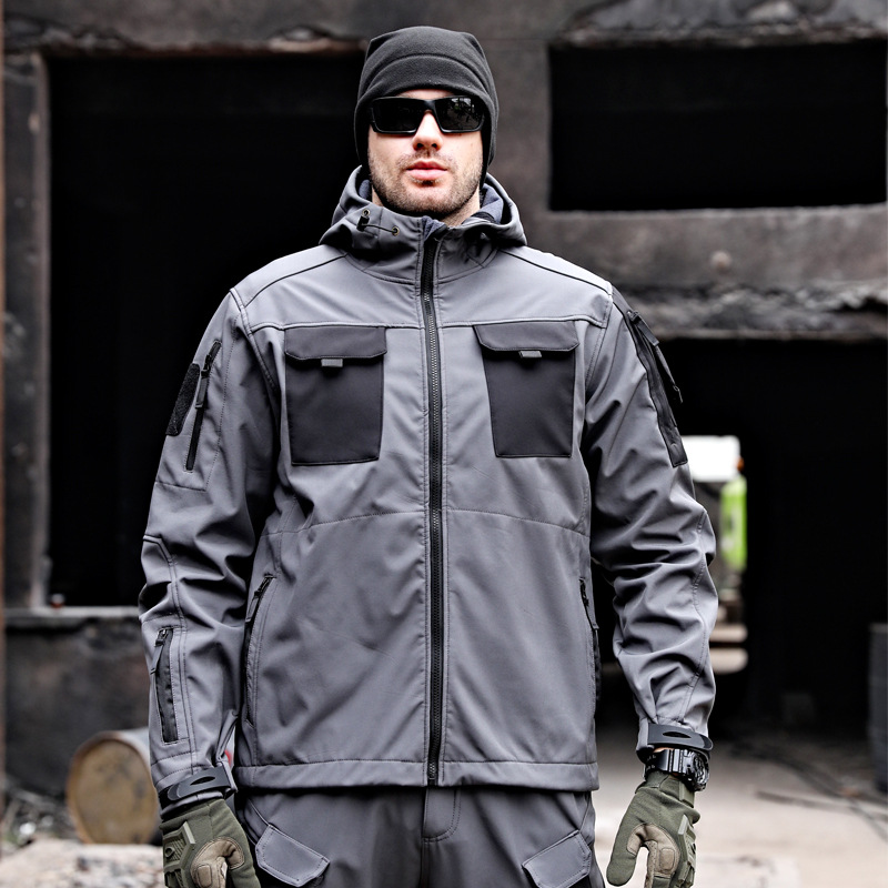 Тактическая ветровка Beetle Intruder Soft Shell Осенне-зимняя теплая куртка Спецназ Уличная утепленная ветровка с флисовой подкладкой