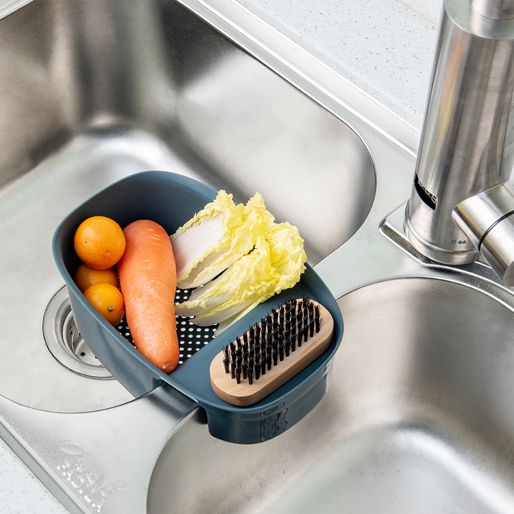 Shake Tone Kitchen Saddle Drain Basket Sink Kitchen Waste Drain Hanging Basket Sink Vegetable Drain Rack Storage Rack