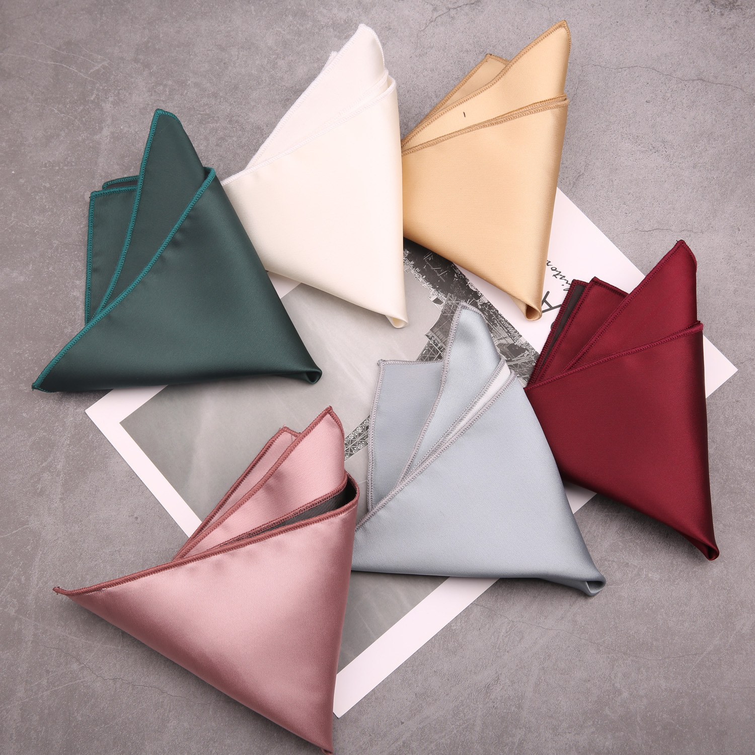 Men's Small Square Square Suit Pocket Square Dress Breast Square Solid Color Suit Wedding Black Wine Red Milk White Coffee