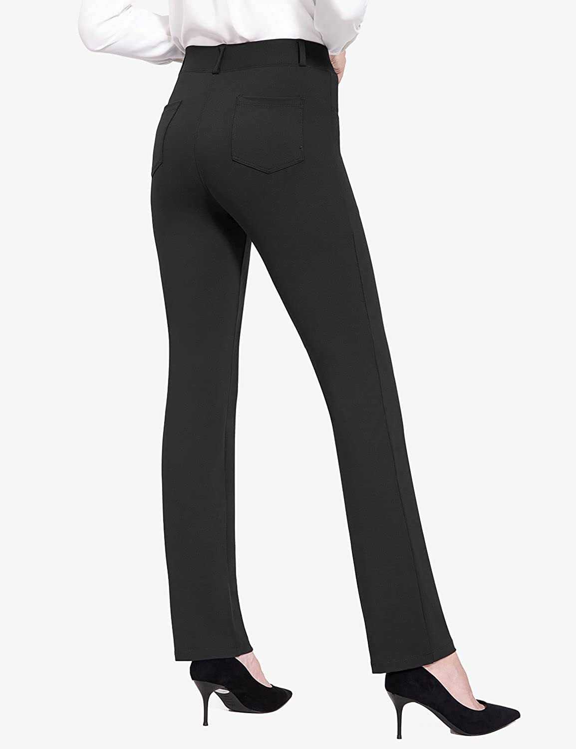 Amazon new European and American foreign trade 2021 solid color stretch yoga pants high waist business casual flared pants 4 Pockets
