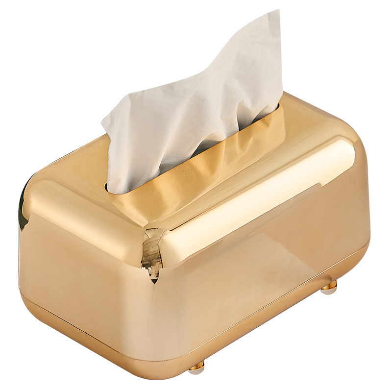 Simple Modern Light Luxury Household High-end High-end Sense Tissue Box Living Room Creative Spring Storage Box silver Paper Box