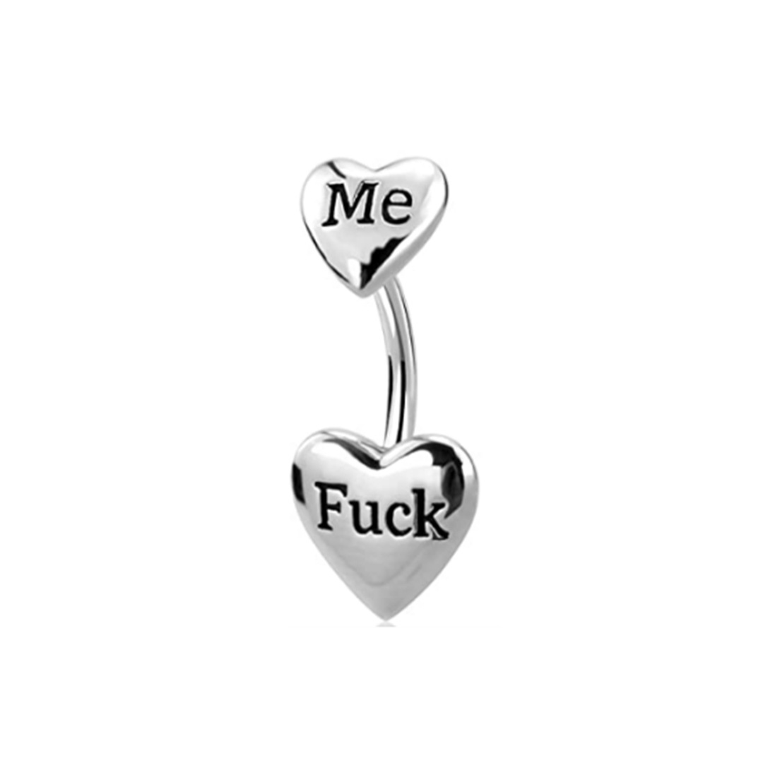 Gaby European and American Heart Shaped Zircon Set Letter Simple Navel Nail Punk Personalized Navel Ring Piercing Jewelry