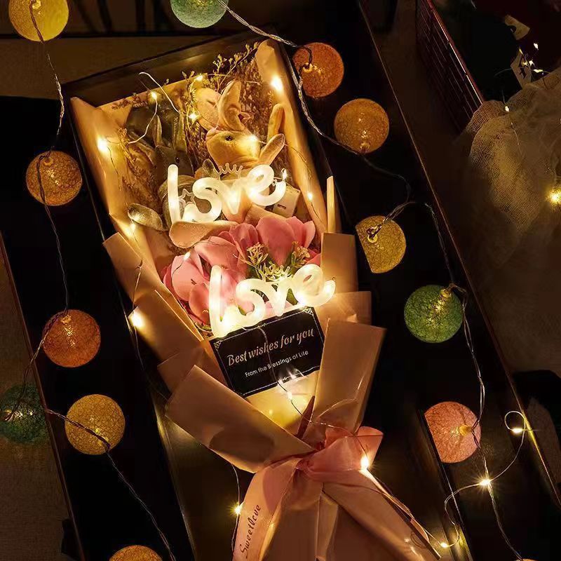 Valentine's Day LED Decorative Light Birthday Cake Gift Box Flowers Flower bouquet Floral packaging LOVE luminous letter string of lights