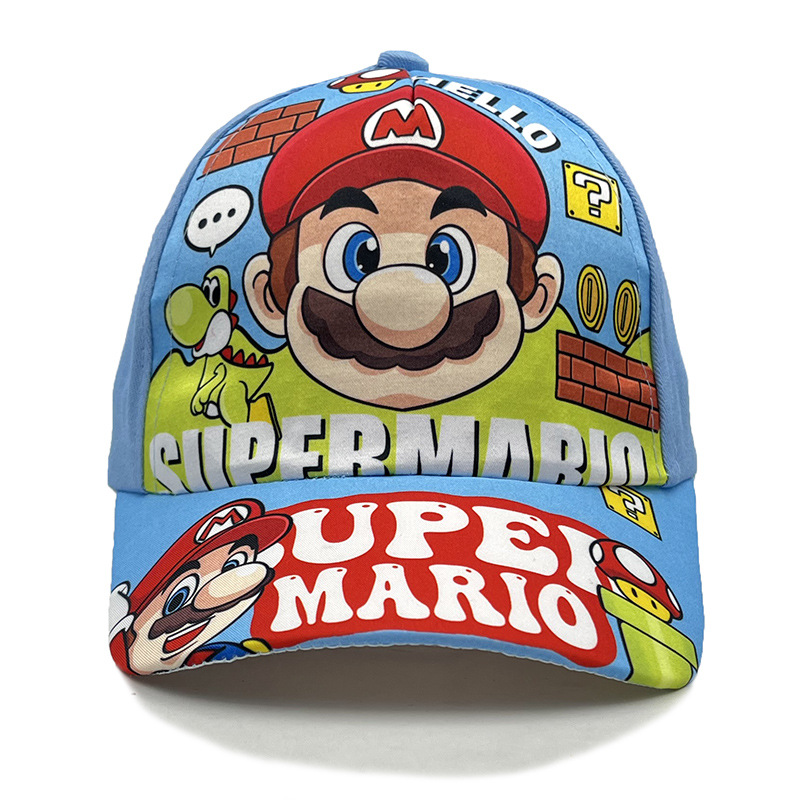 超級瑪麗Mario馬里奧兄弟人物印刷兒童防曬遮陽帽鴨舌帽棒球帽子