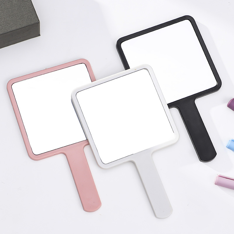 South Korea ins handle cosmetic mirror square portable handheld beauty salon small Mirror printed LOGO wholesale