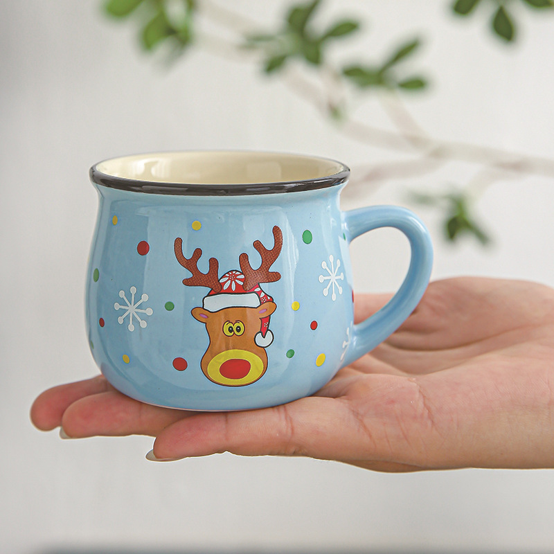 Ceramic Christmas Mousse Cup Cartoon Santa Claus Baking Shop Dessert Cup Coffee Breakfast Cup Children's Water Cup