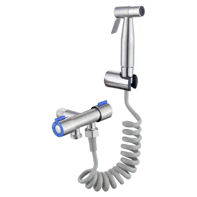 Toilet Companion Spray Gun Cross-border Stainless Steel Women Washing Spray Gun Set Toilet Balcony Supercharged One-in-Two-out