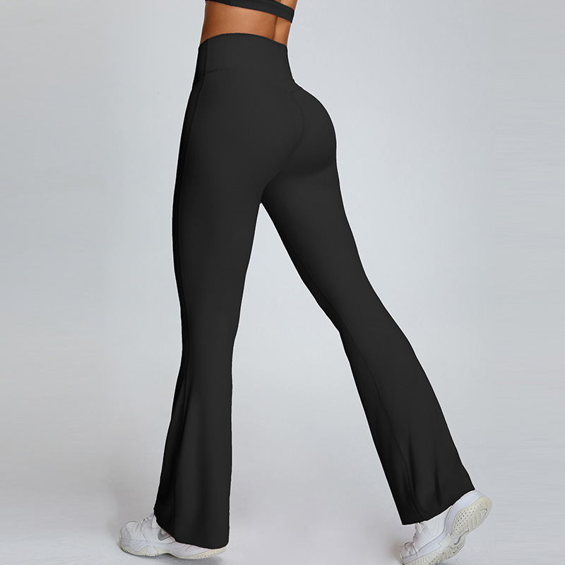 Cross-border new high waist flared pants women's V arc belly slimming pants outdoor leisure sports wide leg pants fitness trousers
