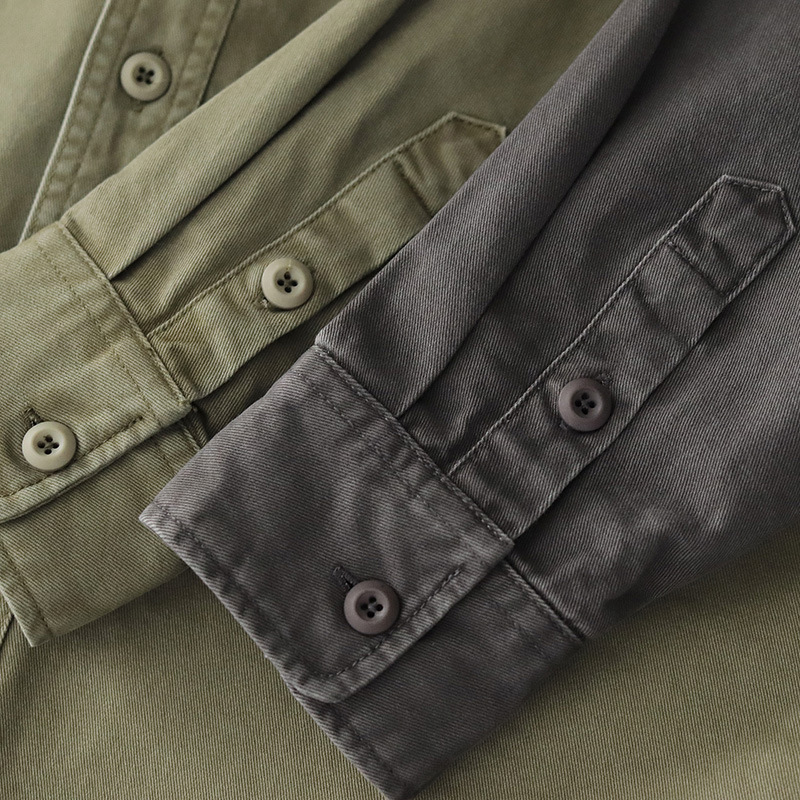 Japanese Style Tooling Shirt Men's Long-sleeved Heavy-weight Pure Cotton Washed Distressed Loose Shirt Men's Retro Jacket Men's Top