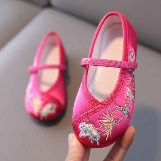 Girls' Hanfu shoes Children's ancient embroidered shoes Children's ancient costume shoes non-slip soft bottom cloth shoes baby performance shoes
