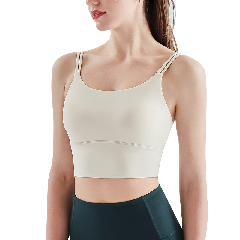 Summer new cloud sense yoga bra one-piece fixed Cup double shoulder strap camisole beauty back sports underwear