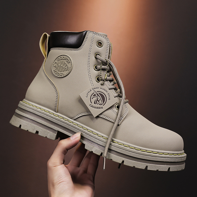 Seven-hole four-color rhubarb boots men's trend lace-up martin boots retro high-top color shoes a generation of hair
