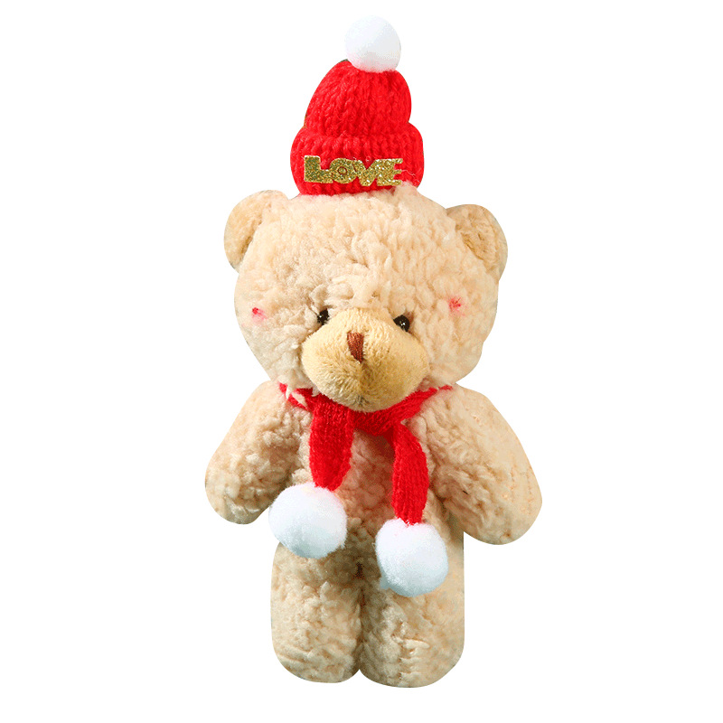 Christmas cute blush scarf bear plush doll one-piece bear keychain pendant small doll