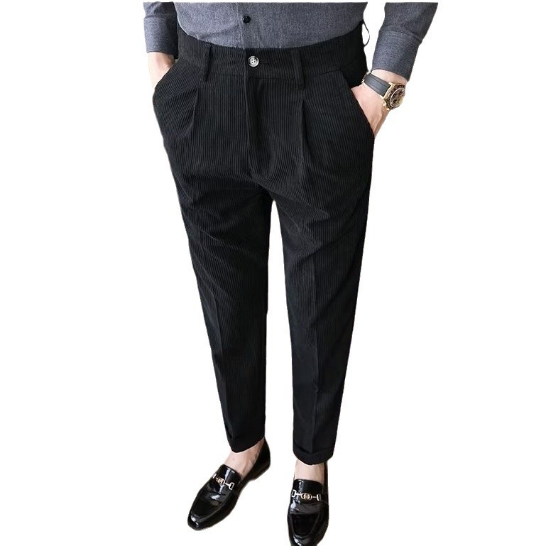 Autumn 2023 Corduroy Striped Trousers Trousers Slim-Fit Korean Style Men's Trendy New All-Match Casual Pants