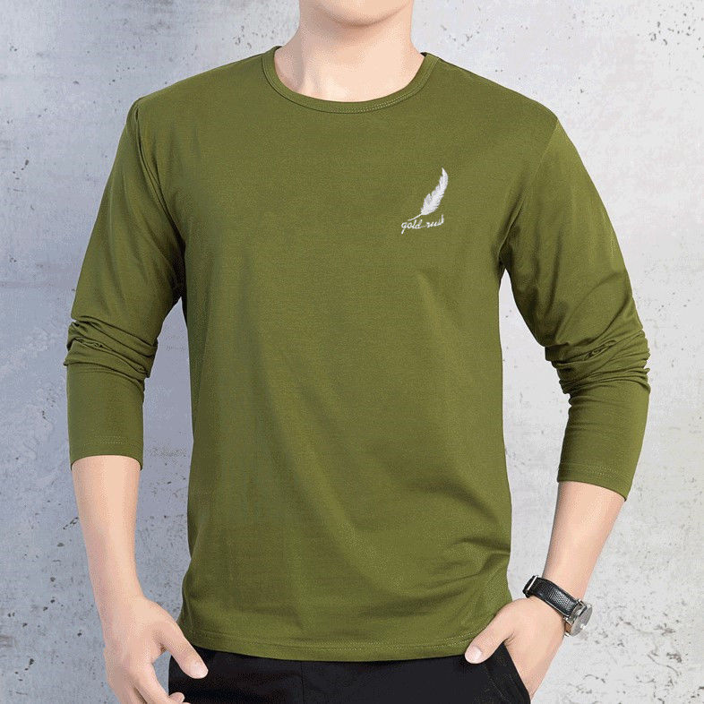 Spring and Autumn Men's Long-sleeved T-shirt Youth Pullover Loose Base Shirt Large Size Men's Junior Student Autumn Clothes Top