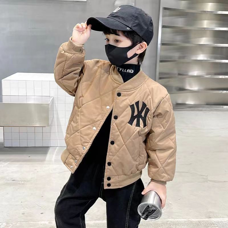 Boys' coat thickened spring and autumn Western style handsome boy baseball uniform quilted jacket thin cotton-padded coat