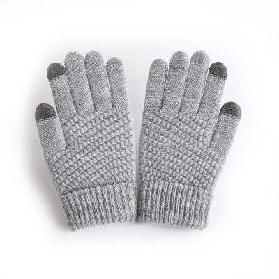 Cross-border spot autumn and winter gloves plus velvet men's and women's fashion touch screen jacquard anti-needle winter warm gloves