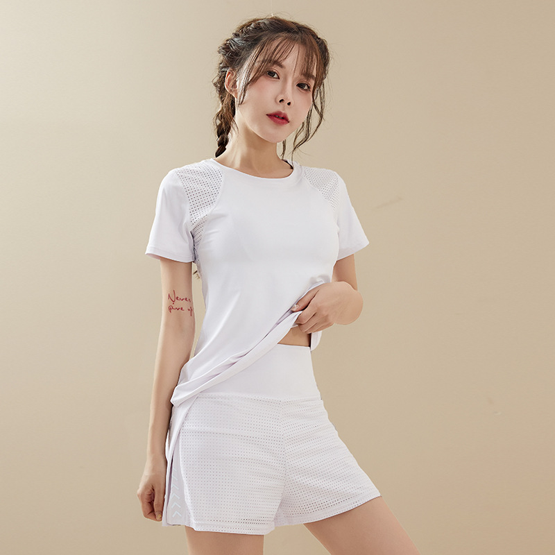Spring and Summer Reflective Fitness Clothing Yoga Clothing Sports suit Women's Quick-drying Thin Anti-running Casual Short-sleeved Shorts