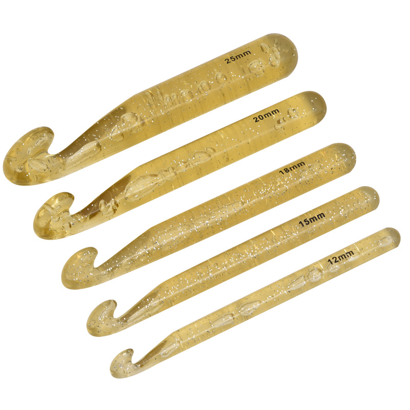 Crystal crochet transparent thick plastic crochet sweater hook coarse wool knitting tool five-piece set