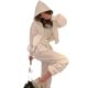 2024 Hong Kong Style Casual Sports Suit Women's Fashionable Short Strap Hooded Sweat Three-Piece Set