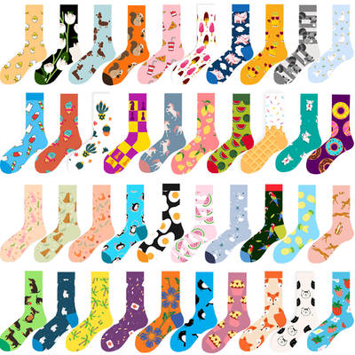 Amazon autumn and winter new women's socks animal tube socks fruit men's socks cute tide socks food socks funny stockings