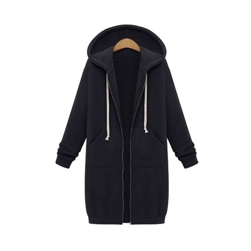 Amazon wish autumn and winter women's hooded long sleeve sweater long coat multi-color multi-size spot