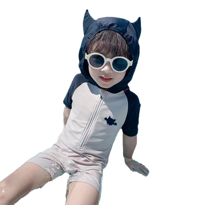 2024 New Children's Swimwear Unisex Swimwear Cute Cat Ears Printed Baby Cartoon Swimsuit