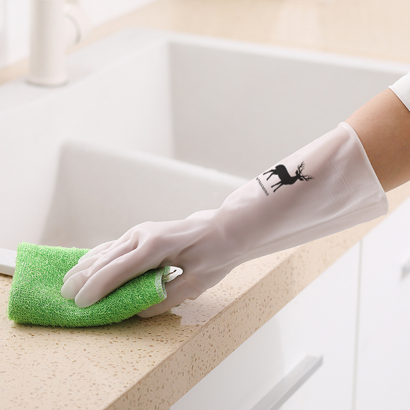 Dishwashing gloves women's durable household kitchen latex thickened cleaning artifact household laundry rubber leather waterproof