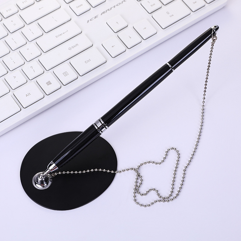 Vertical desk pen Bank Hotel counter fixed sign pen chain anti-loss design metal business advertising pen