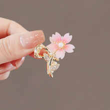 2024 new rhinestone colored glaze flower gun black hairpin high sense back of the head half tie grip clip exquisite shark hair accessories_voghion.com