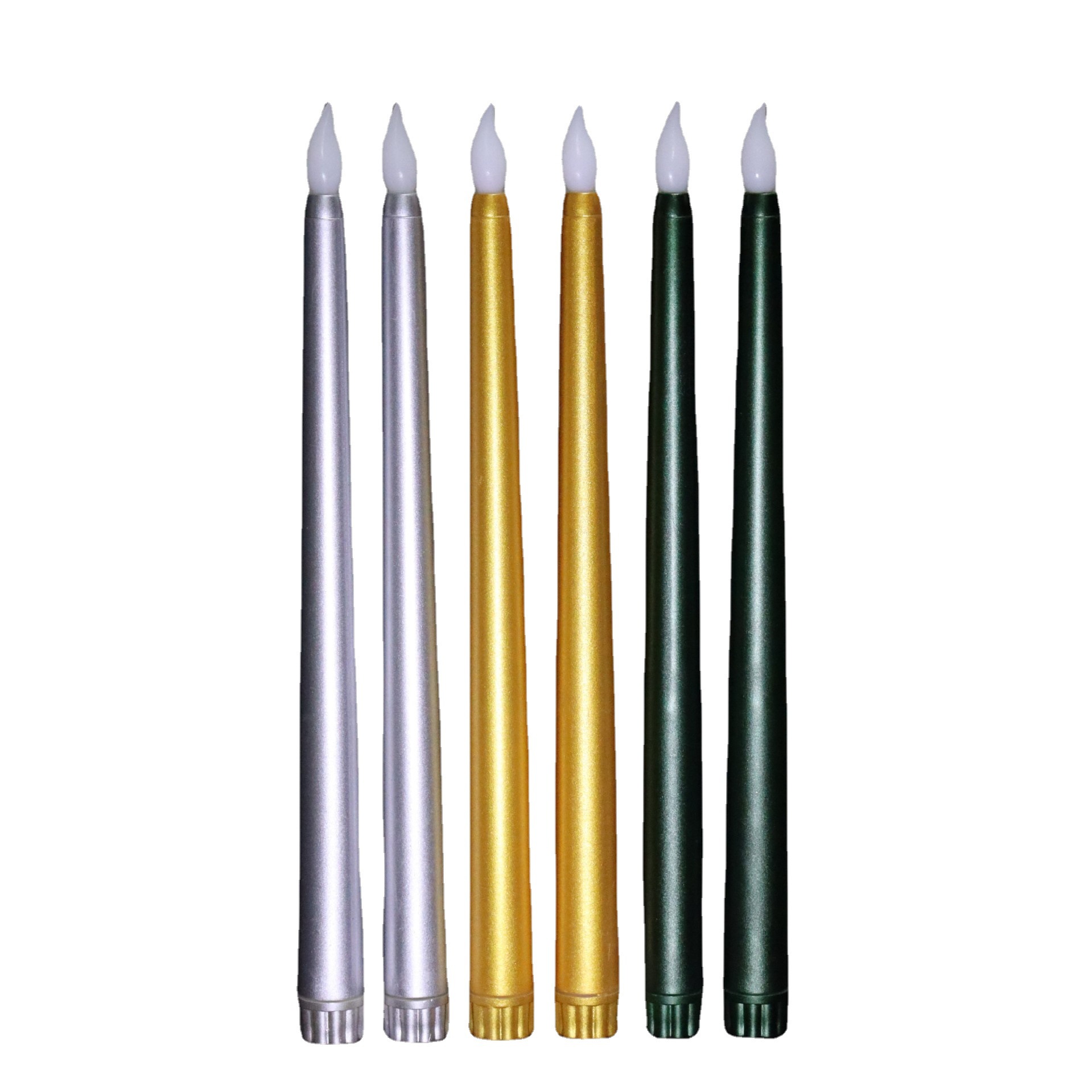 Golden LED Remote Control Long Rod Electronic Candle Cross Border Christmas Halloween Restaurant Decoration Candlestick Supplies
