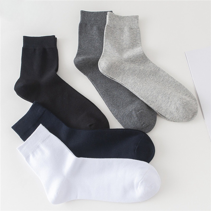 Men's Stinker-proof and Sweat-absorbent Summer Thin Mid-length Socks Men's Sports Socks Solid Color Zhuji Socks Stockings
