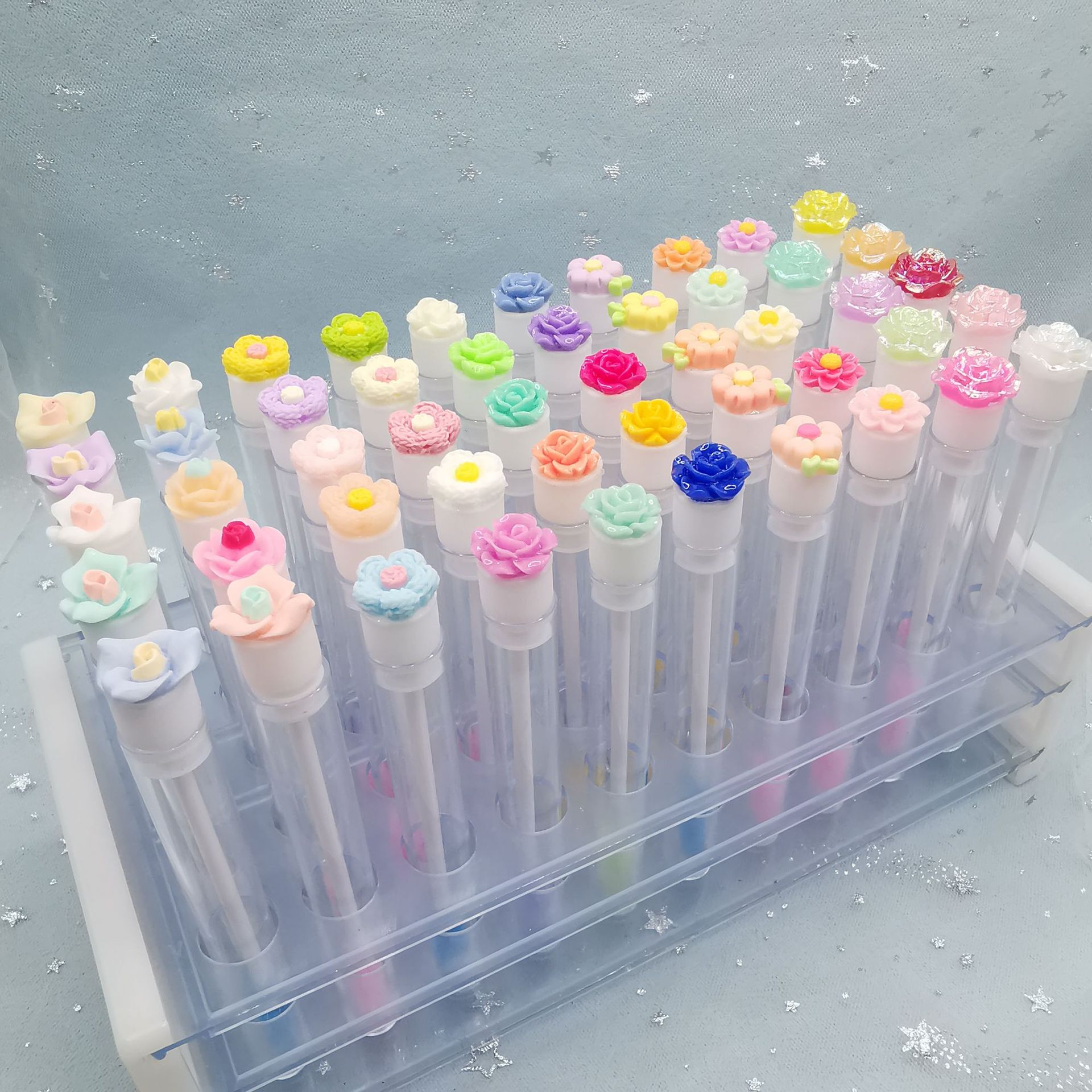 2023 New Style Tube Flower Mascara Brush Reusable Transparent Tube Mascara Brush Rose Variety Multicolor Wholesale