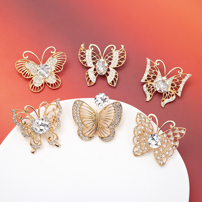 Korean-style alloy rhinestone butterfly brooch temperament pin fashion clothing with corsage accessories animal brooch jewelry