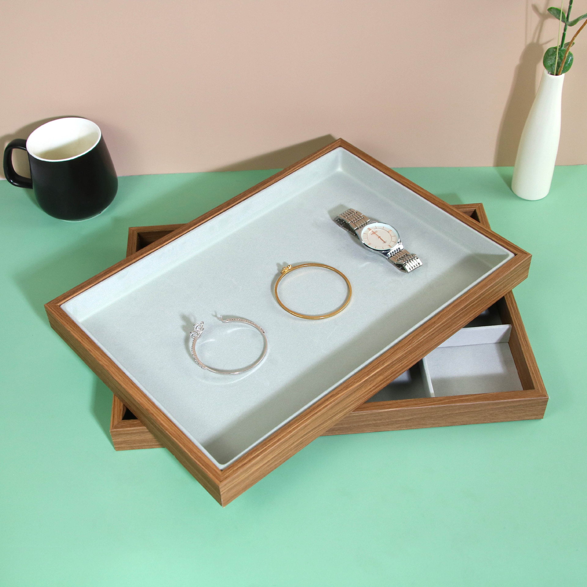 Factory direct Rosewood jewelry plate counter display tray ring earrings earrings bracelet selection props