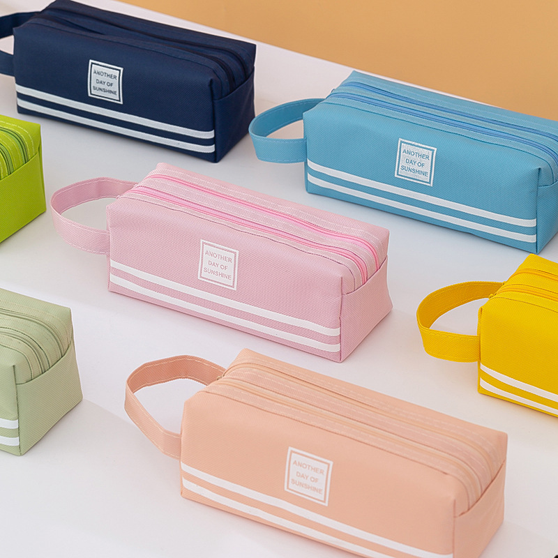 Large capacity pencil case wholesale high value portable stationery bag custom printed logo simple pencil case for primary and secondary school students