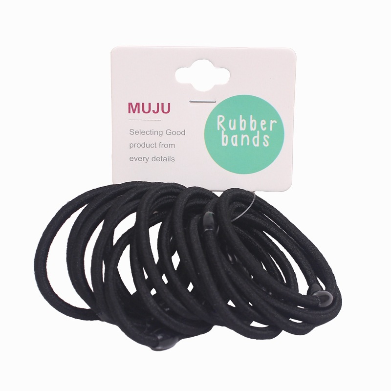 Classic basic black head rope value affordable 15 card hair rope hair ring 0.4 high elastic ponytail rubber band