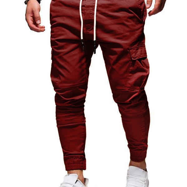Autumn and Winter Classic Three-Dimensional Pocket Skinny Pants Lanyard Staggered Sports Pants Long Casual Pants Jogging Pants